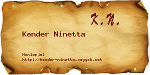 Kender Ninetta névjegykártya